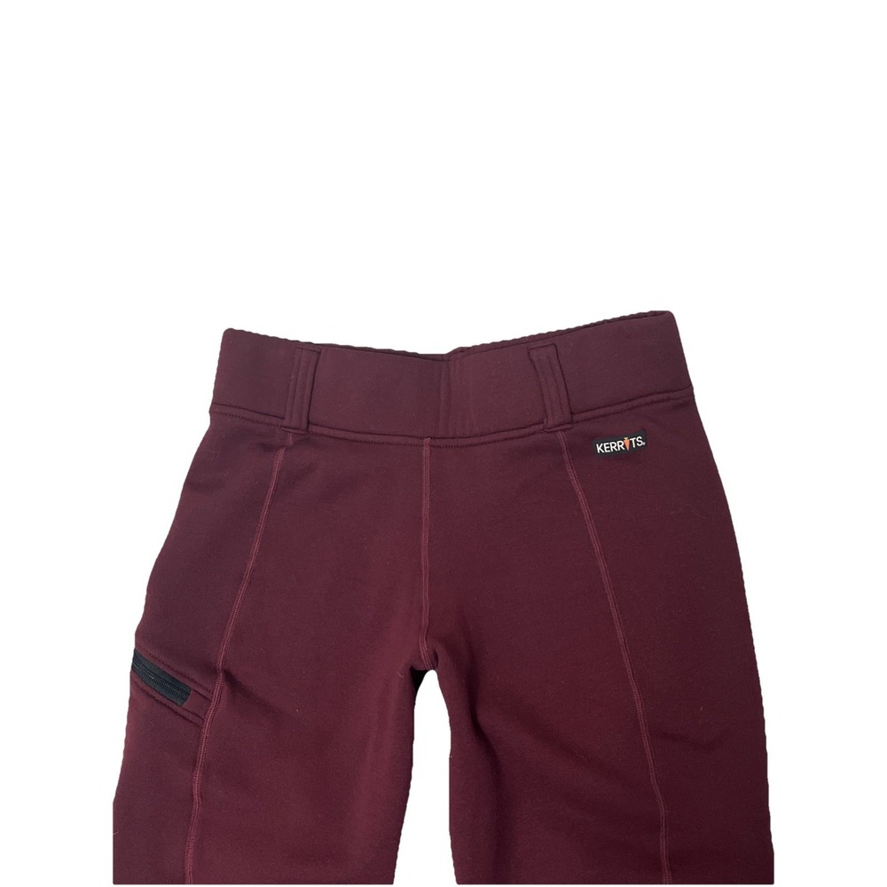 Kerrits Wine Power Stretch Fleece Knee Patch Pocket Riding Tights (M) MSRP $139 - Picture 3 of 10